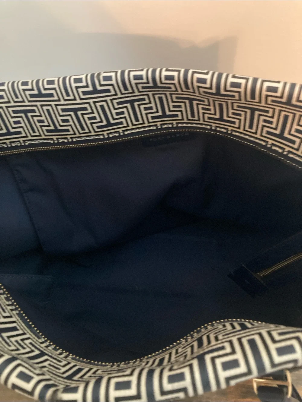 Tory Burch Black and White Signature Geometric Tote
